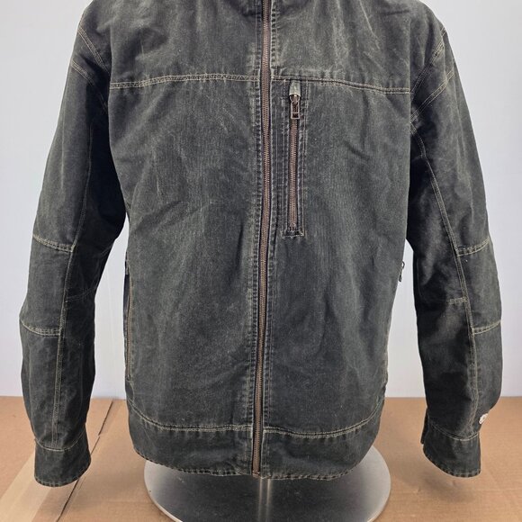 Kuhl Jacket Black FadeVintage Patina Dye Canvas Fleece Burr Lined Zip Men XLarge - Picture 15 of 15